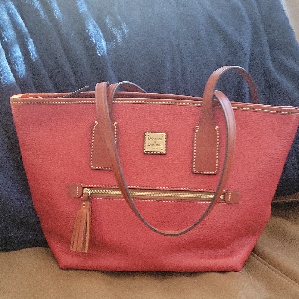 Dooney & Bourke Red Tote with Tassel Accent